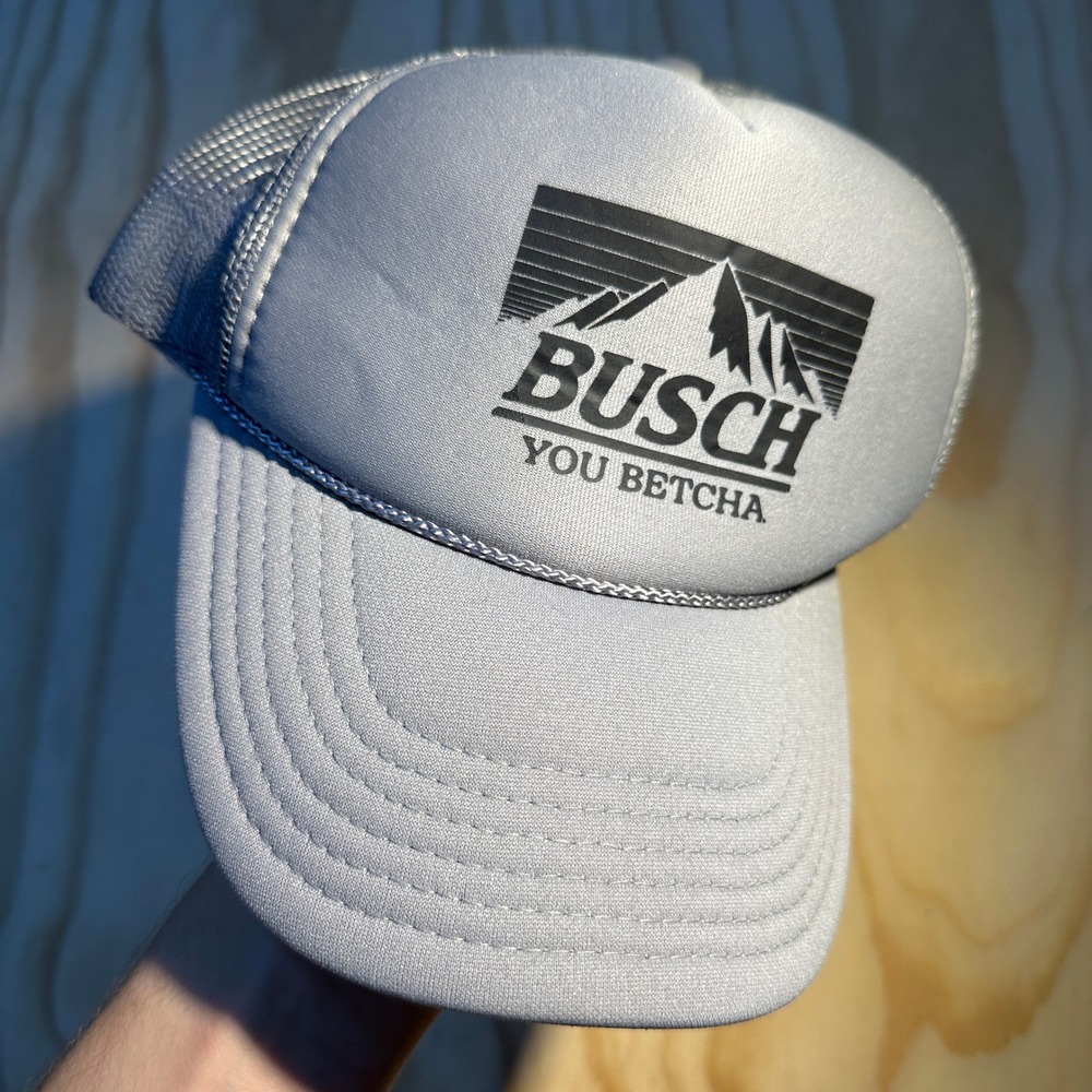 Busch You Betcha Gray Mesh Snapback Trucker Hat Otto 39-165 One Size